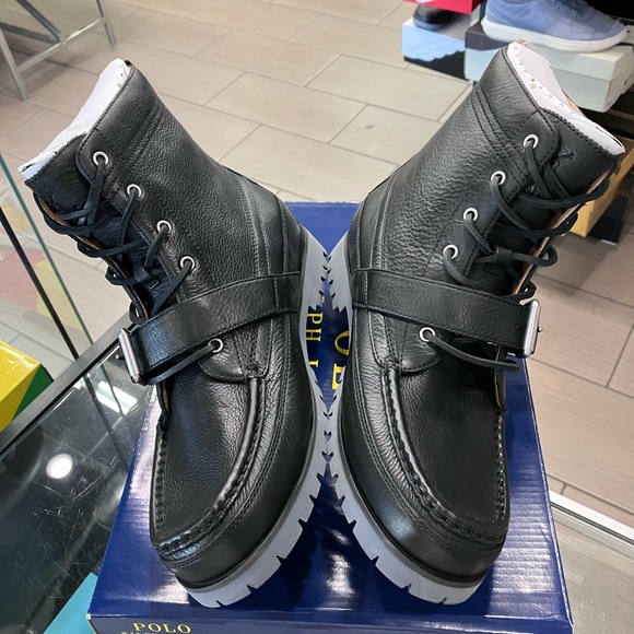 Polo Ralph Lauren Country Tumbled Leather Ranger Boots Size 10.5 - Picture 5 of 9